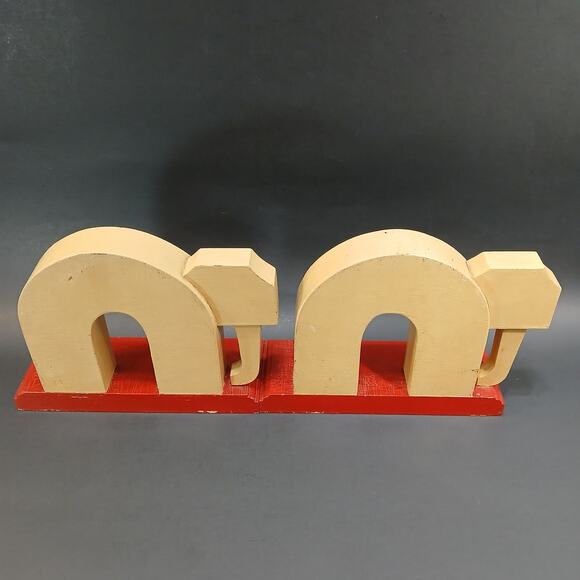 2 Hand Made Wooden Book Ends, Pair of Vtg Elephant Shaped Wood Shelf Sitters - Picture 4 of 7